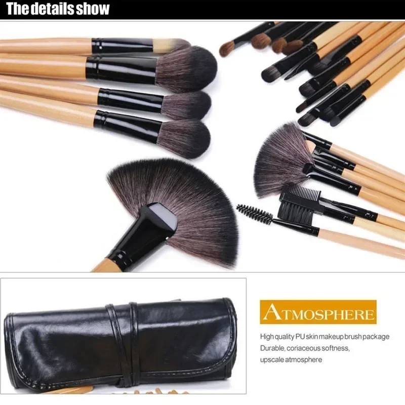 Handle Color: black - Gift Bag Of 24 pcs Makeup Brush Sets Professional Cosmetics Brushes Eyebrow Powder Foundation Shadows Pinceaux Make Up Tools