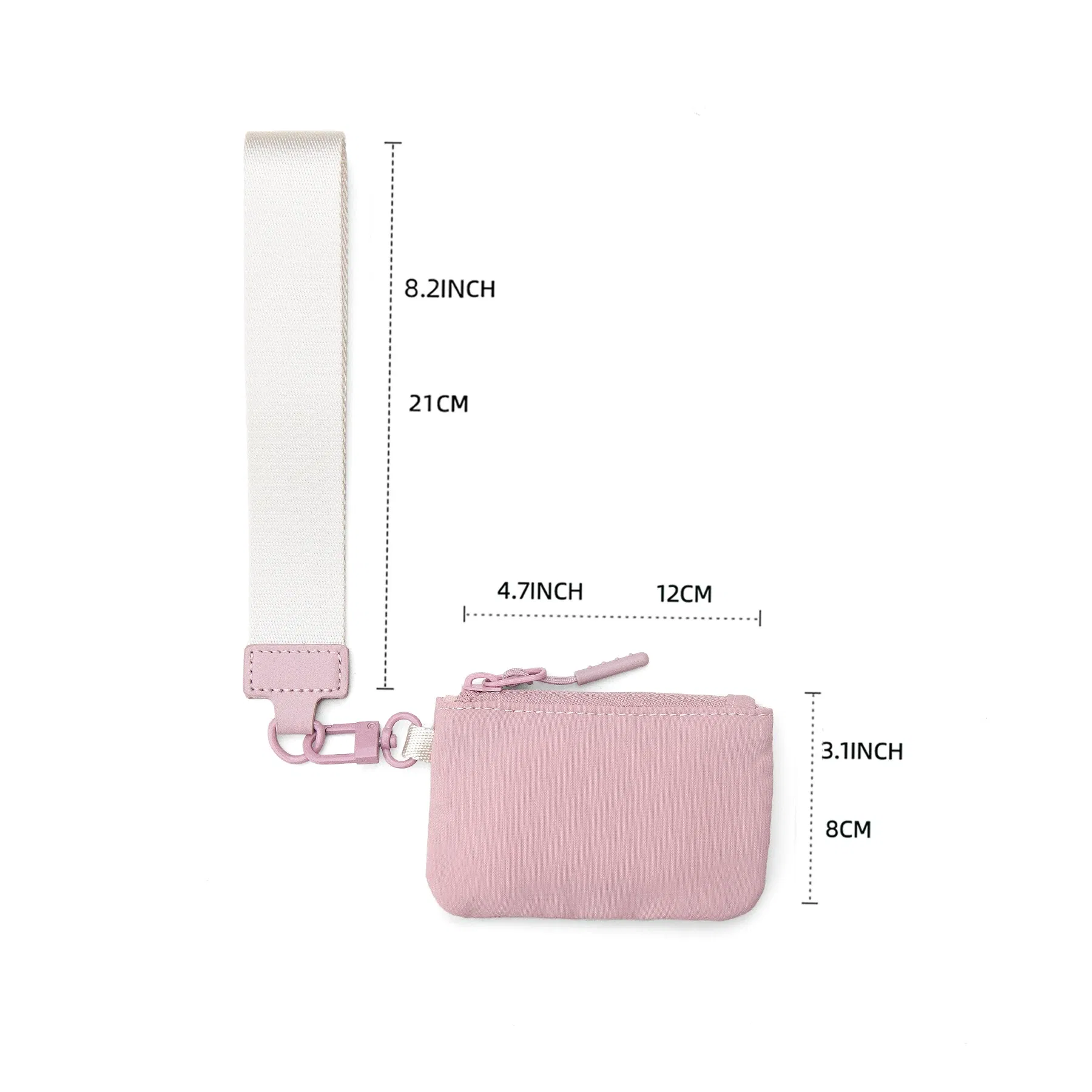 Color: GRAY - Mini Dual Coin Pouch Solid Color Wristlet Keychain Wallet Change Pocket Handbag lulu Coin Purse Women Portable Key Card Holder
