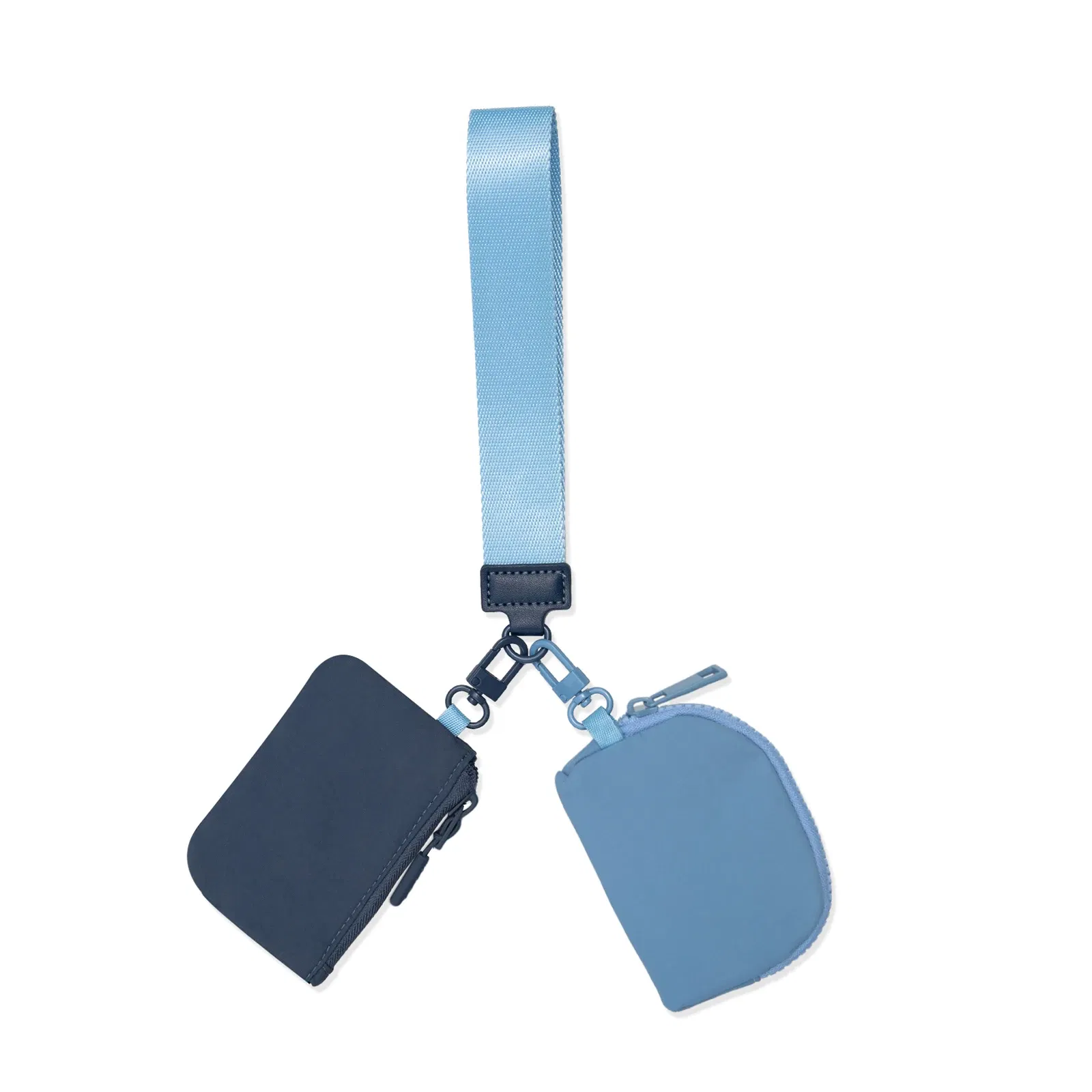 Color: GRAY - Mini Dual Coin Pouch Solid Color Wristlet Keychain Wallet Change Pocket Handbag lulu Coin Purse Women Portable Key Card Holder