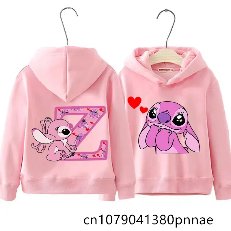 Color: MULTI, Kid Size: 9 - Girls Boys Lilo and Stitch Sportswear Hoodies Casual Fashion Sweatshirts Angel Letter AZ Anime Autumn/Winter Hoodie Kids Hoodies