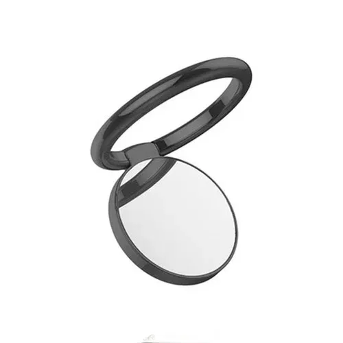 Color: Orange - Metal Mirror Ring Buckle Creative Finger Buckle Mobile Phone Holder Ring Car Magnetic 360 Degree Rotating Phone Holder Stand