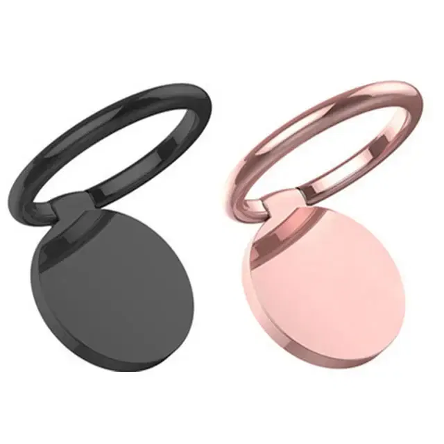 Color: Orange - Metal Mirror Ring Buckle Creative Finger Buckle Mobile Phone Holder Ring Car Magnetic 360 Degree Rotating Phone Holder Stand