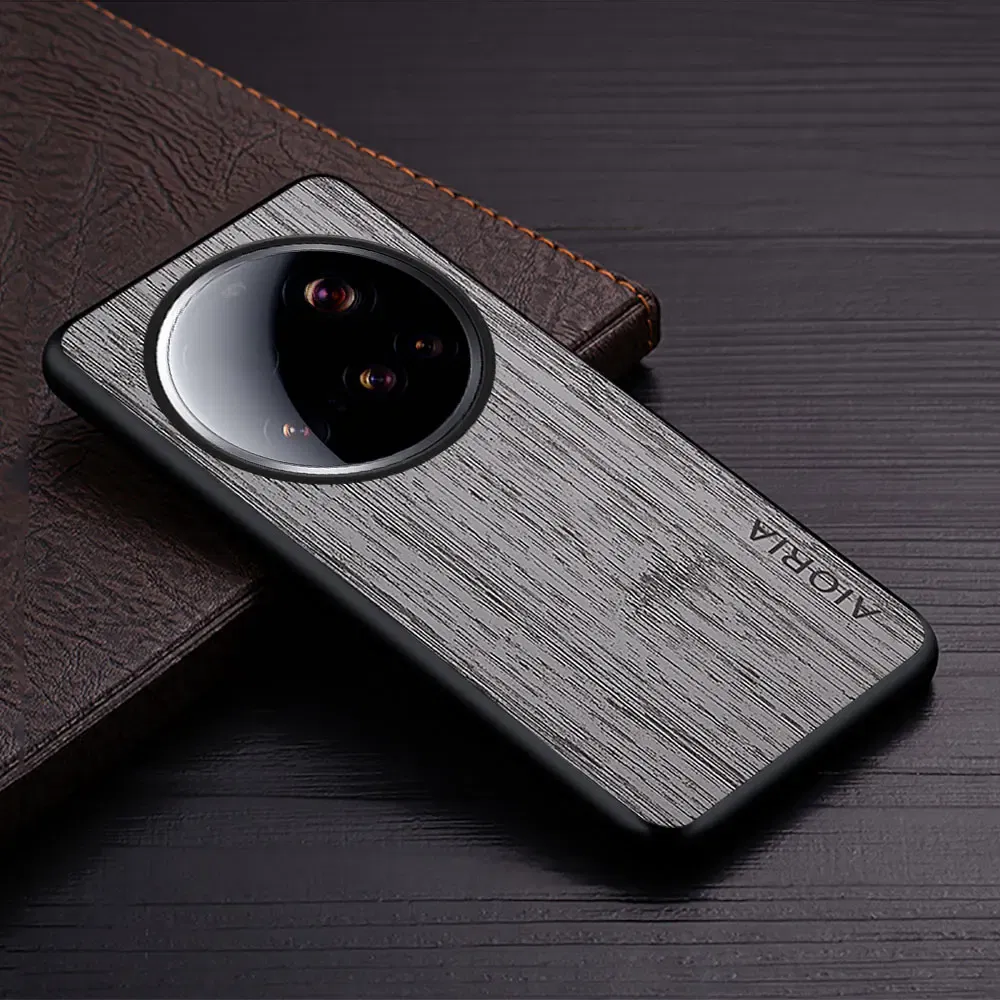 Color: GRAY, Compatibility by Model: xiaomi 15 - Case For Xiaomi 15 Ultra  Funda Bamboo Wood Pattern Leather Cover Luxury Capa For xiaomi 15 Ultra case Coque