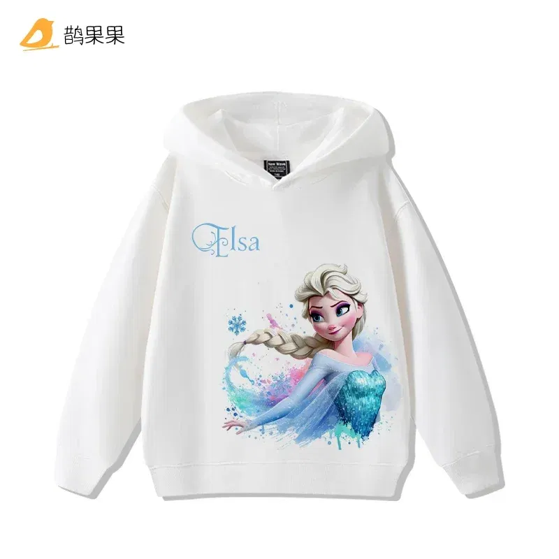 Color: Gold, Kid Size: 2T - Queen Elsa Surrounding Girls Autumn and Winter Hooded Sweatshirt Children Girl Children's Tops Cute Long-sleeved Coat