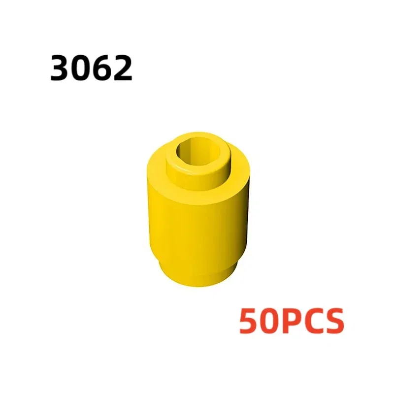 Color: Gold - 50PCS 3062b 30068 35390 3062 Accessories 1x1 Cylindrical Brick DIY Buildings? Blocks Educational Toys City Toy