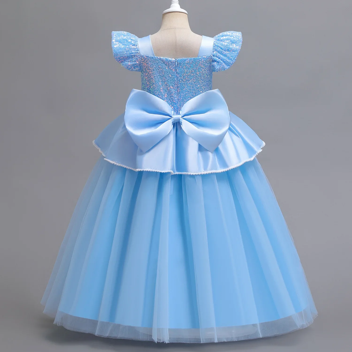 Kid Size: 14, Color: Silver - Disney Deluxe Elegant Cinderella Princess Ball Gown Fancy Birthday Cinderella Party Dress Vestidos Costume Play Carnival Apparel