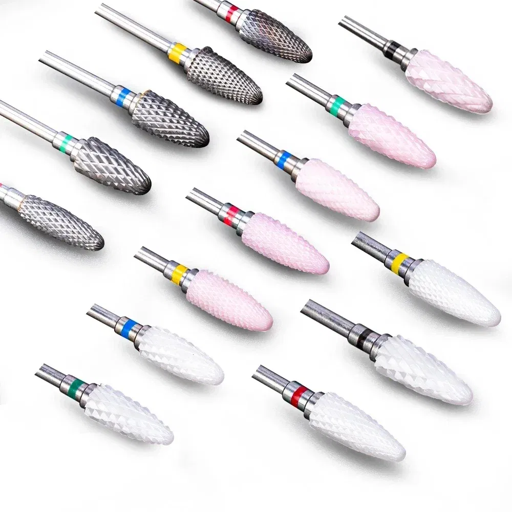 Color: DARK GRAY - Ceramic Carbide Nail Drill Bit Rotate Burr Milling Nail Cutter Bits Electric Drill Machine For Manicure Pedicure Tools