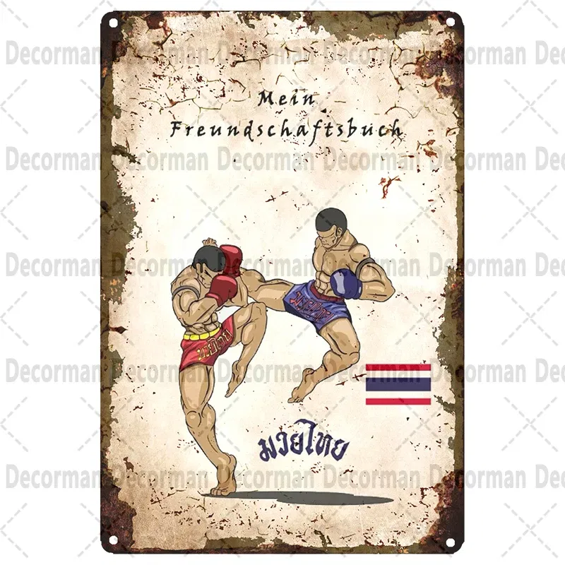 Color: Chocolate - [ Mike86 ] Muay Thai Tin Sign Wall Home Boxing Thailand Metal Poster art Painting Pub LTA-3188 20*30 CM