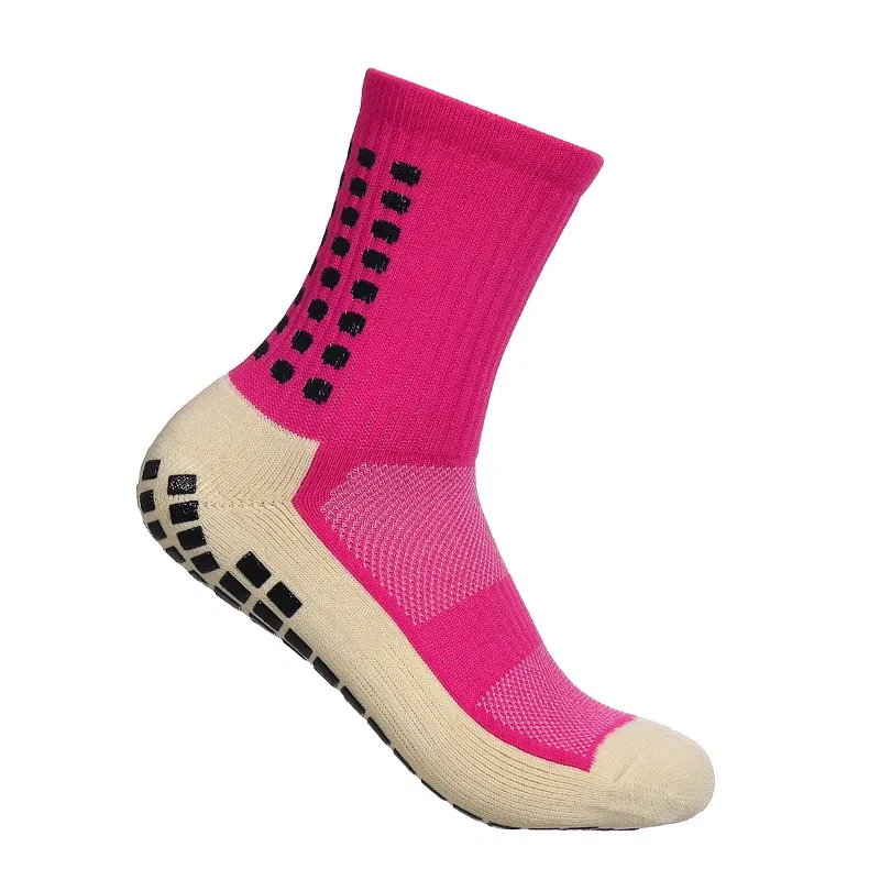 Color: Pink - Anti-slip Soccer Women Men Outdoor Sport Grip Football Yoga Socks