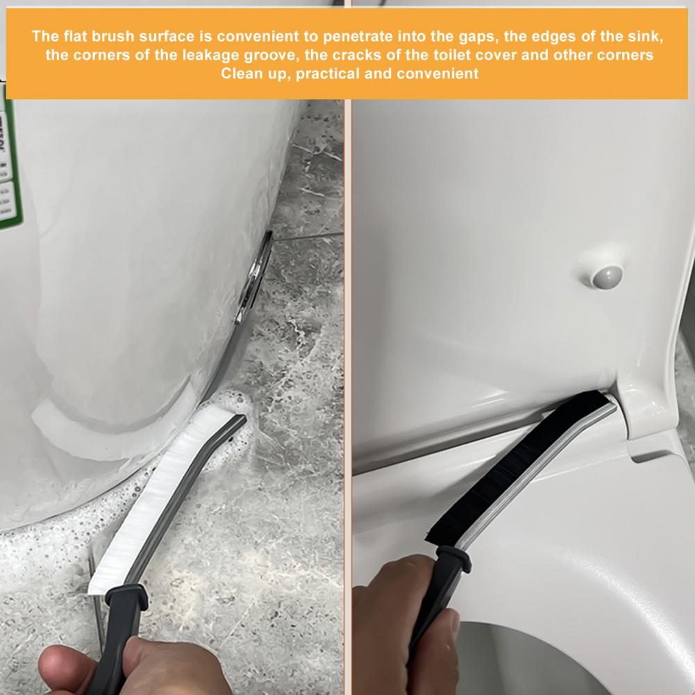 Color: WHITE - 2 Pcs Gap Cleaning Brushes Ergonomic Handle Stain Remover Narrow Durable Toilet Tile Grout Gap Brushes For Home Kitchen Bathroom