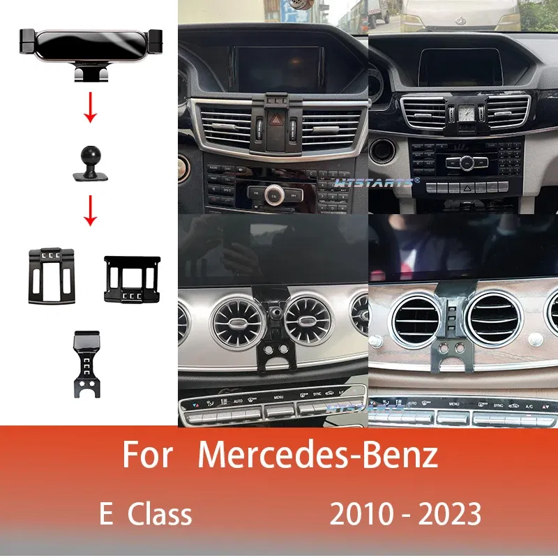 Color Name: Gold - Car Phone Holder Mobile Mount Stand For Mercedes Benz W212 W213 E Class 2010-2022 Adjustable GPS Special Navigation Bracket