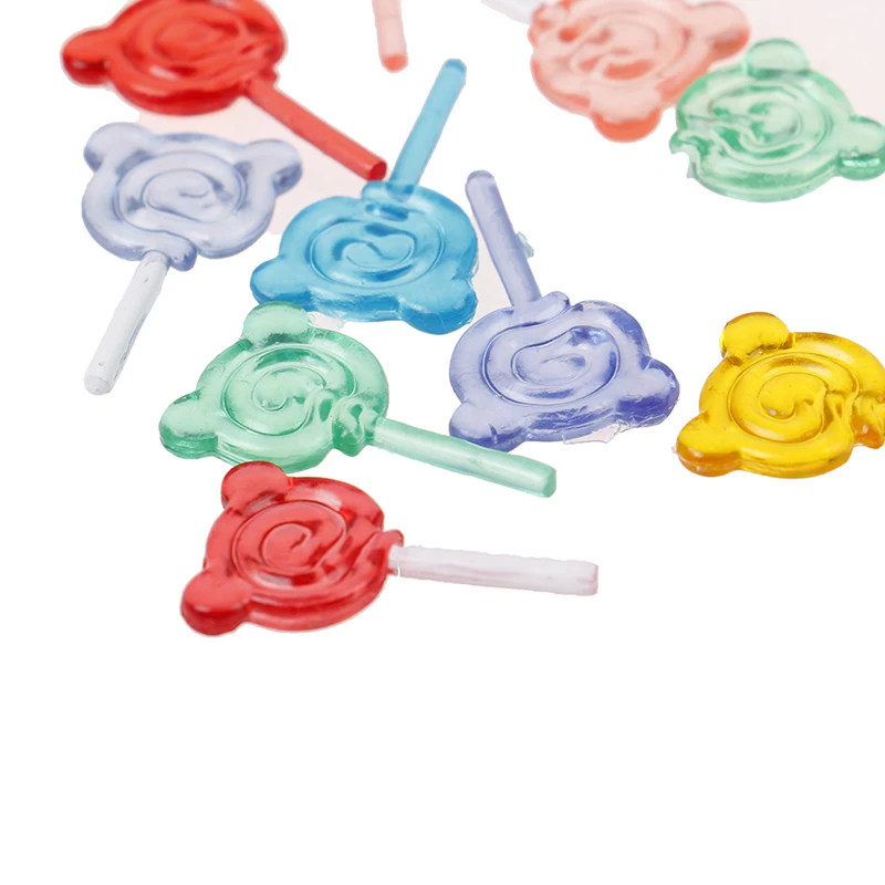Color: light green - 6Pcs Dollhouse Miniature Cartoon Bear Shape Lollipop Simulation For Dollhouse Miniature Toy Doll Mini Resin