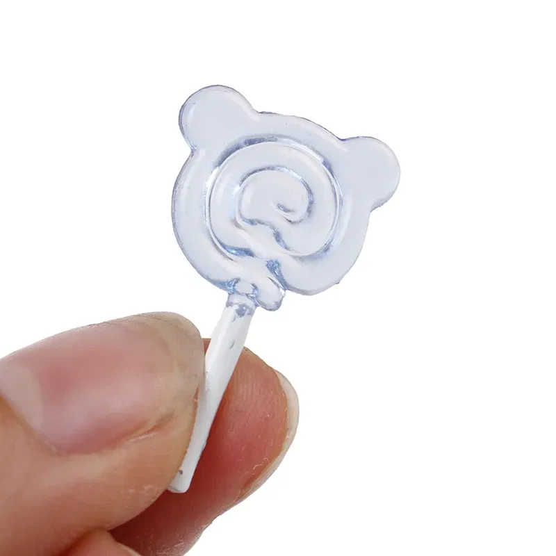 Color: light green - 6Pcs Dollhouse Miniature Cartoon Bear Shape Lollipop Simulation For Dollhouse Miniature Toy Doll Mini Resin