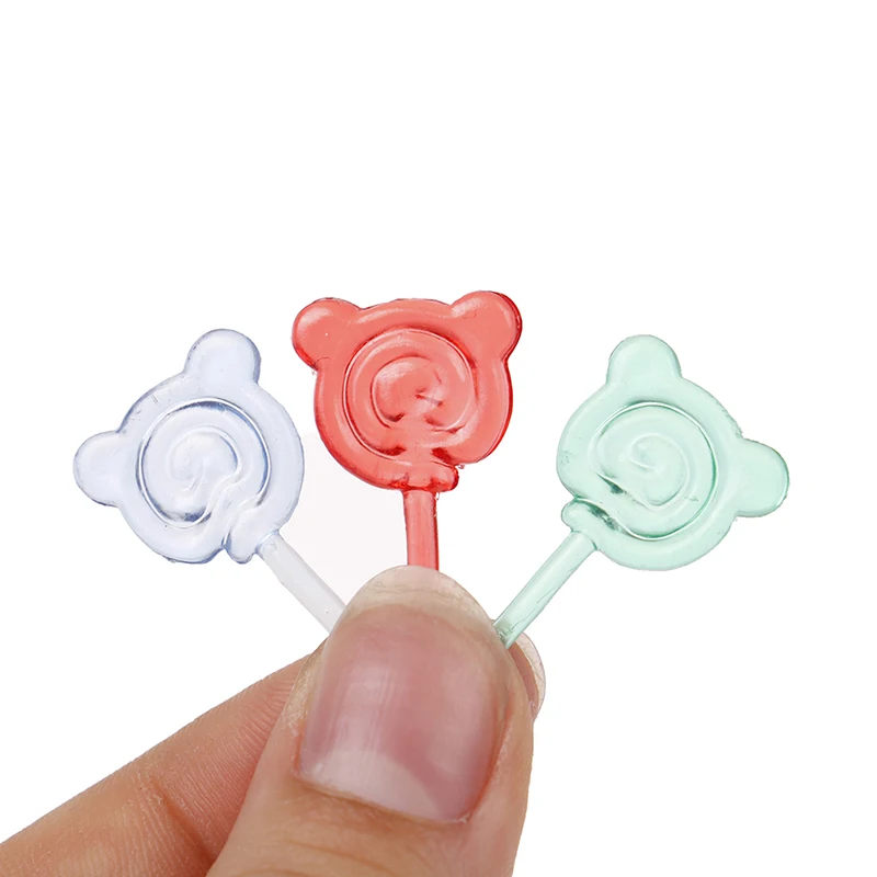 Color: light green - 6Pcs Dollhouse Miniature Cartoon Bear Shape Lollipop Simulation For Dollhouse Miniature Toy Doll Mini Resin