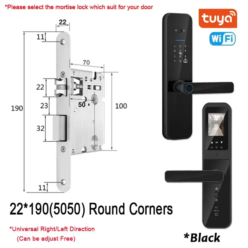Color: Tawny, Ships From: CHINA - New! Tuya Wifi Digital Electronic Smart Door Lock With Biometric Camera Fingerprint Smart Card Password Key Unlock