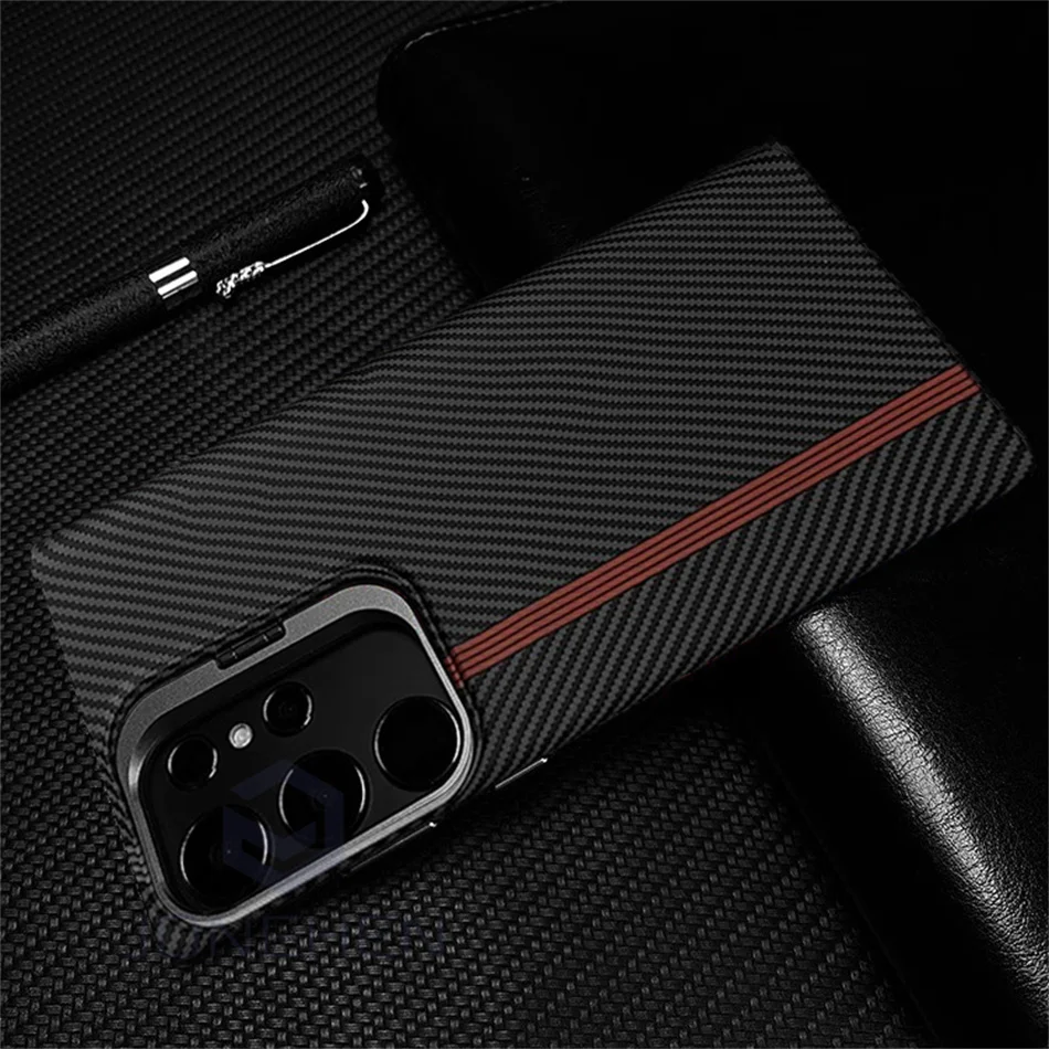Color: Blue, Material: Plastic - Magnetic Pixel Carbon Fibre Pattern Slim Case For Samsung Galaxy S24 Plus S23 Ultra Luxury Shockproof Hard Cover Stand Metal Len
