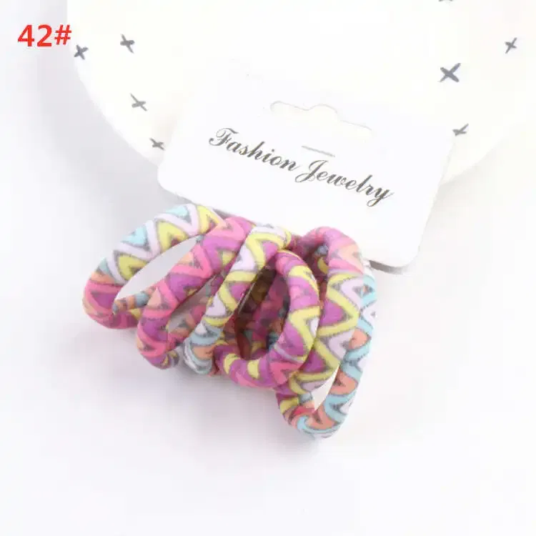 Color: Fluorescent Yellow, Ships From: CHINA - 6PCS/Sett Cute Girls Elastic Hair Bands Scrunchies Ponytail Holder Rubber Bands Hair Ties Sweet Kids Hair Rope Hair Accessories
