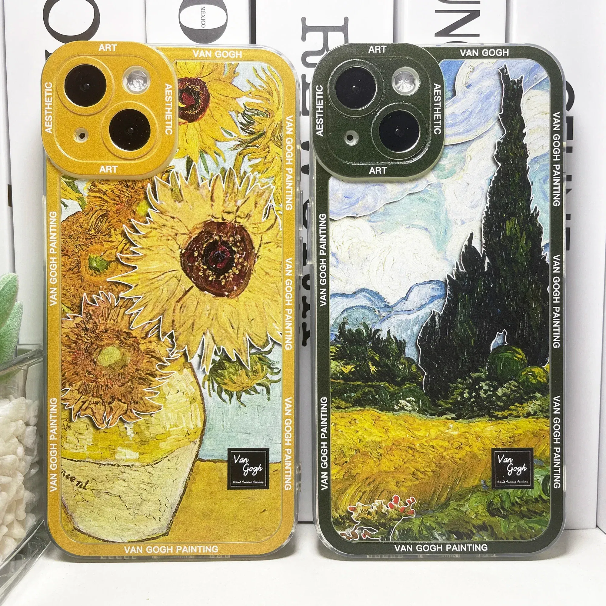 Color: black, Material: POLYESTER - Van Gogh Art Aesthetic Phone Case For iPhone 16 15 14 13 12 11 Pro Max Mini XS X XR SE 8 7 Plus Sunflowers The Starry Night