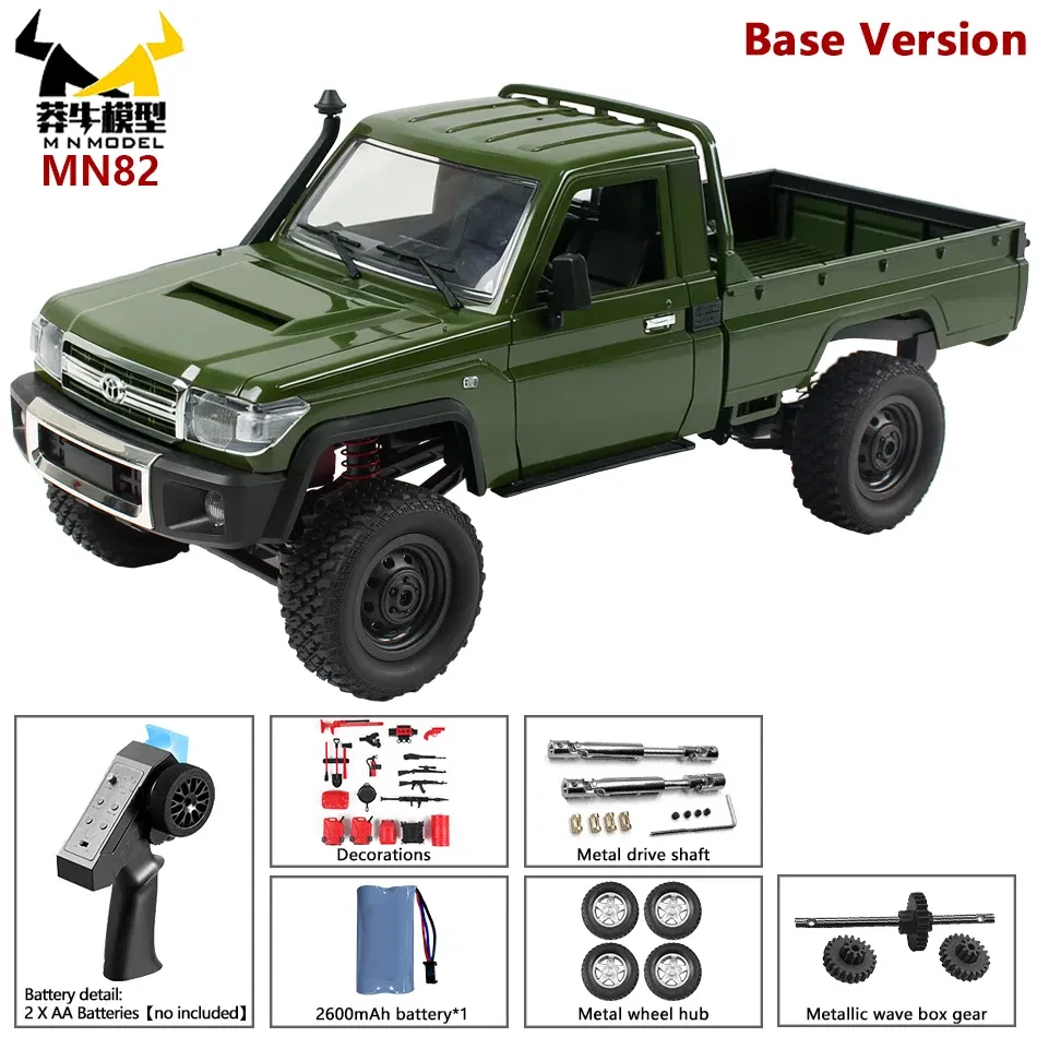 Color: Light Grey - MN MODEL 1:12 4WD Retro RC Off-road Car All Terrain Vehicle Climbing Truck Rock Crawler Pickup Collection Model Toy for Adult