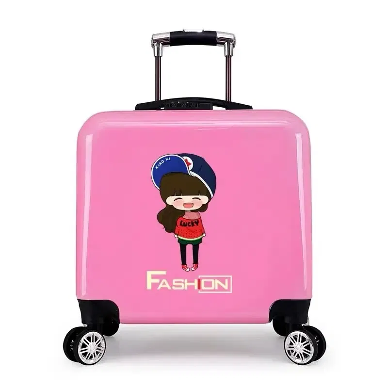 Color: black, Luggage Size: 18Inches 450mm - New boy cartoon trolley case kids suitcase rolling luggage girl lovely trolley box children school luggage bag with wheels
