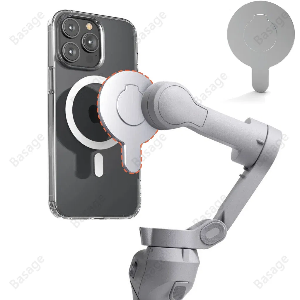 Color: Silver, Ships From: CHINA - Magnetic Adapter Mobile Phone Holder Handheld Stabilizer Quick Release Accessories for DJI Osmo OM6 OM5 OM4 Gimbal for Magsafe