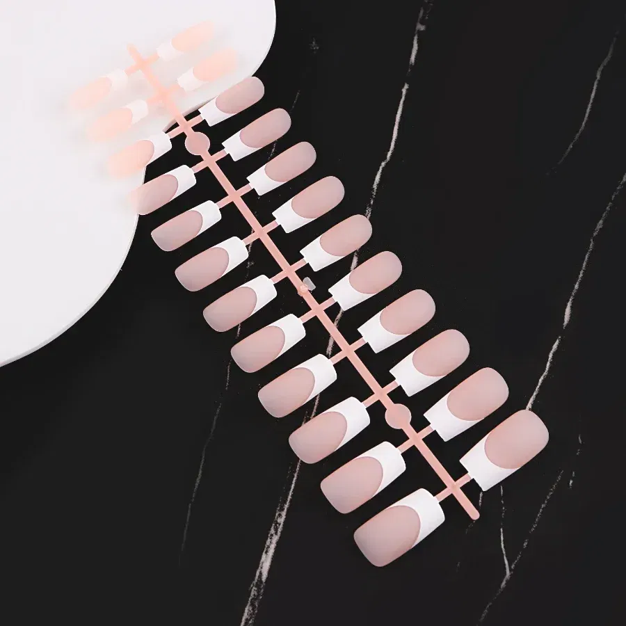 Color: Silver - 24PCS Square Head Matte False Nails Ballet Detachable Full Cover Artificial Fingernails Frosted Press Glue on Fake Nail Tips