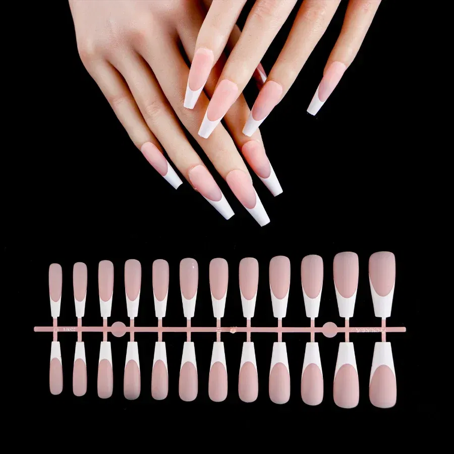 Color: Silver - 24PCS Square Head Matte False Nails Ballet Detachable Full Cover Artificial Fingernails Frosted Press Glue on Fake Nail Tips