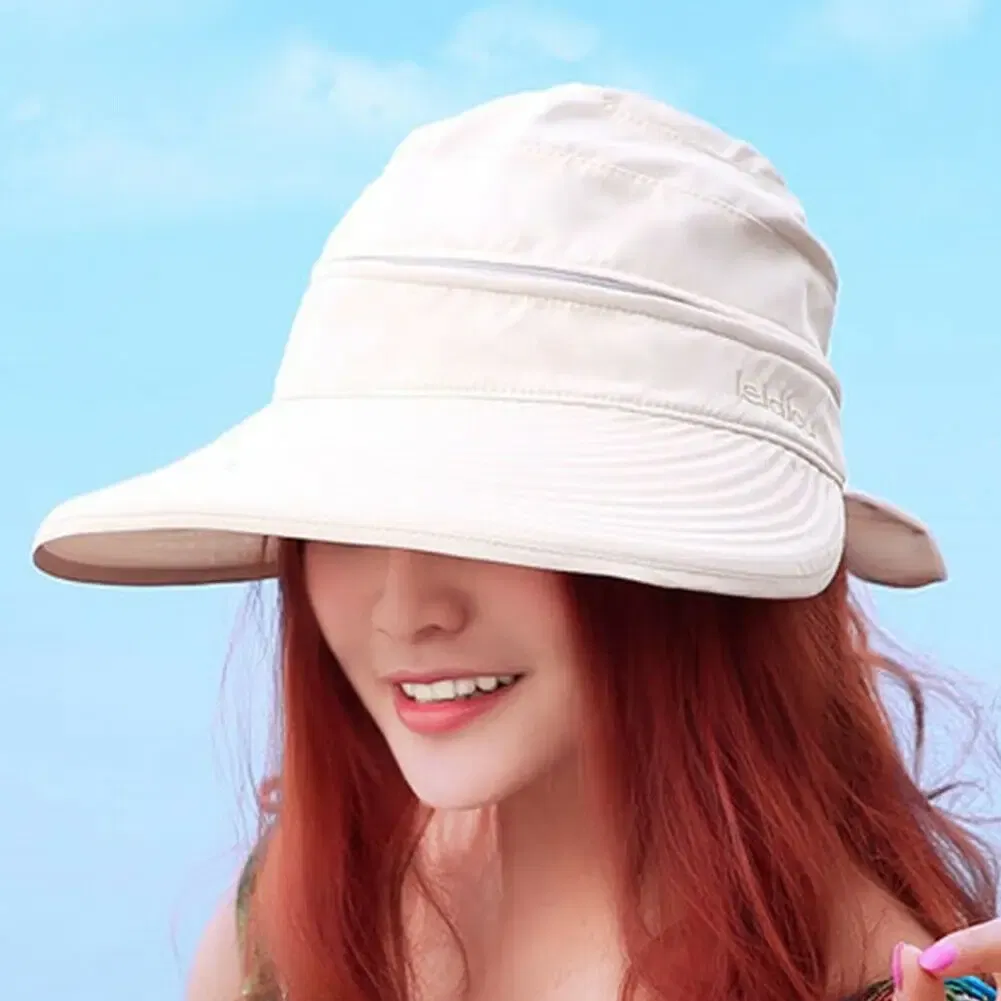 Color: Red - Women Ladies Outdoor Cap Anti-UV Summer Visor Sun Hat Wide Brim Beach Hat