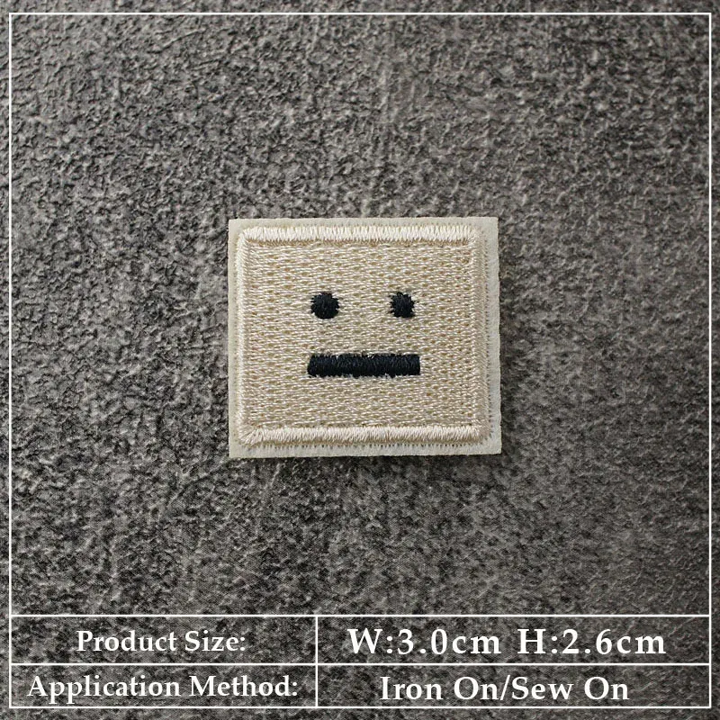 Color: black - Square Expression Embroidered Applique Patches Fabric Garment Apparel Clothing Accessories Embroidery Badges Pink Black White