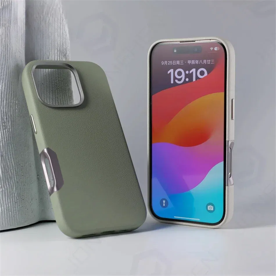 Color: Brown, Material: Silicon - For Magsafe Leather High Quality Alloy Camera Button Magnetic Case For iPhone 16 Pro Max 16pro Wireless Charge Shockproof Cover