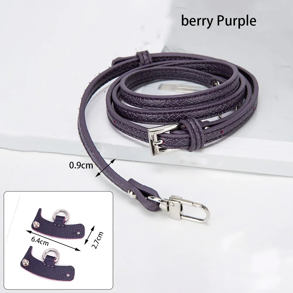 Color: Hot Pink - 1 Set Bag Strap For Longchamp Mini Punch-free Genuine Leather Shoulder Strap Set Transformation Crossbody Strap Bag Accessories
