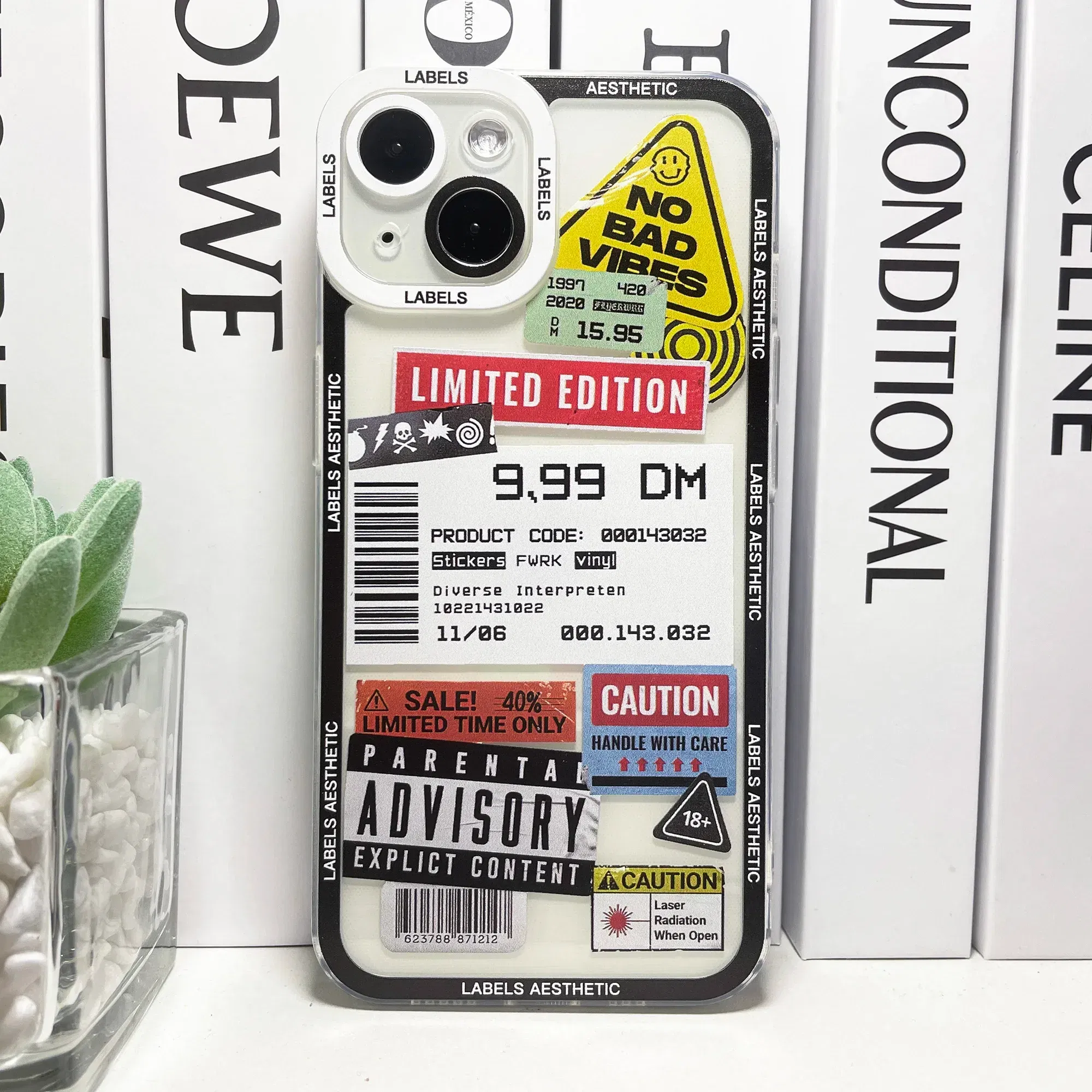Color: GRAY, Material: Wood - Mix Labels Aesthetic Stickers Collage Phone Case For iPhone 16 15 14 13 12 11 Pro Max Mini XS X XR SE 7 8 Plus Clear Soft Cover