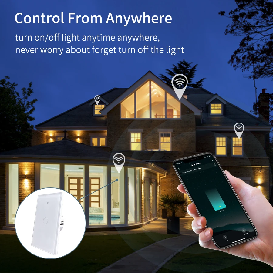 Color: PURPLE, Size: 4XL - Tuya Smart Wifi Touch Switch Neutral Wire/No Neutral Wire Required US 1/2/3/4 Gang Light Switch For Alexa Google Home Alice