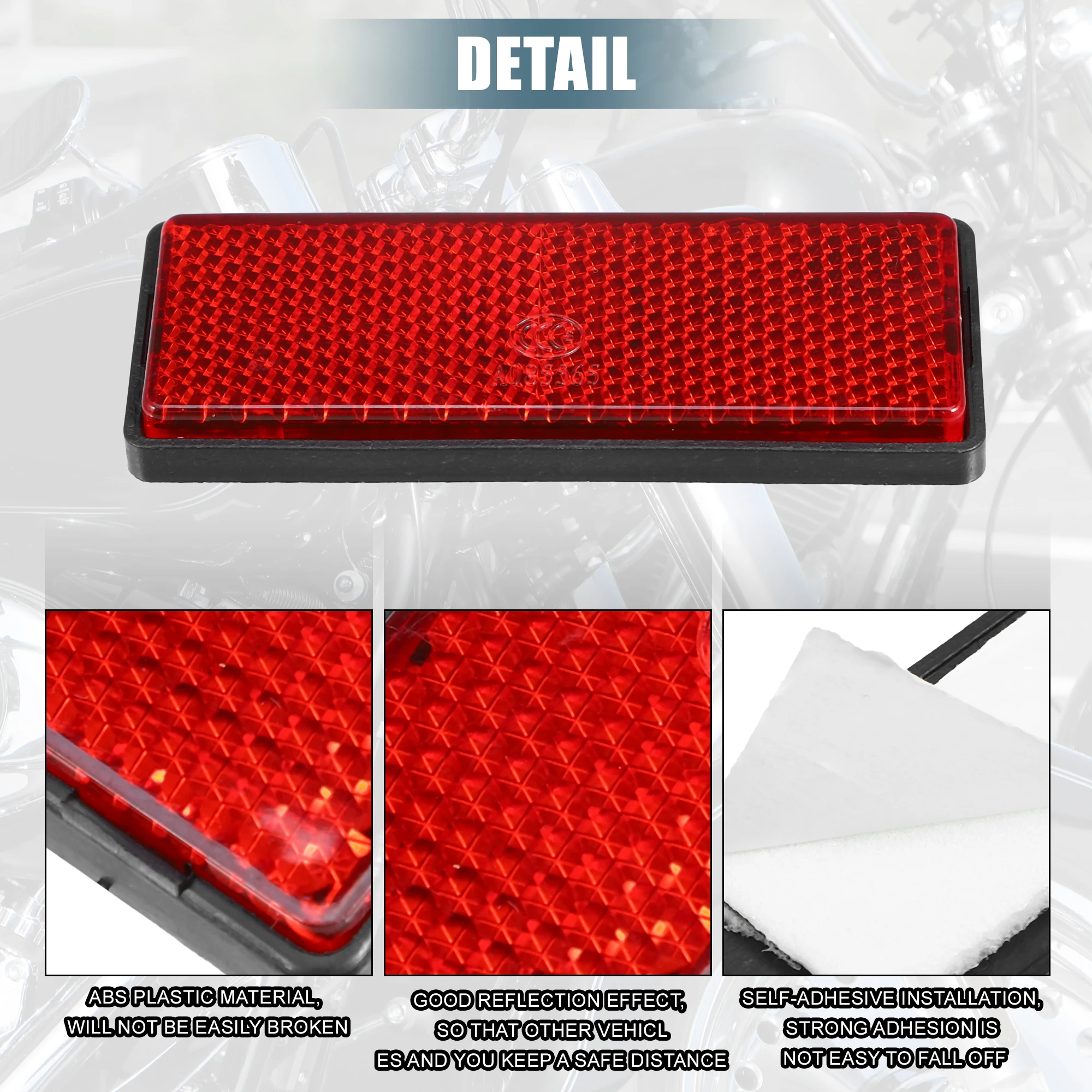 Color: Red - UXCELL Rectangular Stick-on Safety Spoke Reflective Sticker Self Adhesive Reflector for Gate Posts Cars Trailer Motorcycle