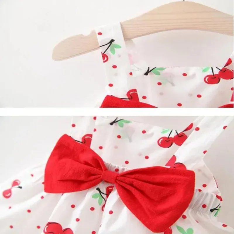 Color: Yellow, Kid Size: 3T - 1Pc Kids Girl Summer Sleeveless Dress Cute Print Bow Casual Dress with Straw Hat
