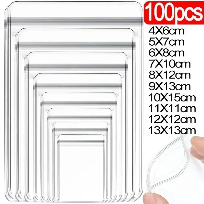 Size: XL, Color: Red - 100/10Pcs PVC Jewelry Package Bags Thicken Self Sealing Pouches Anti-Oxidation Earring Necklace Clear Organizer Bag Reusable