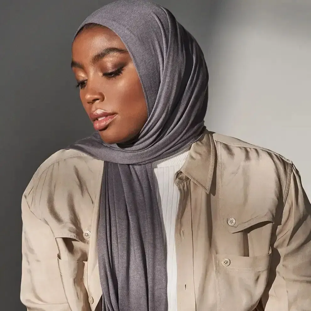 Color: army green - 29Colors Cheap Jersey Hijab Scarf Solid Muslim Long Scarves Turban Shawl Elastic Cotton Arab Headscarf Head Wraps Saudi Hijabs