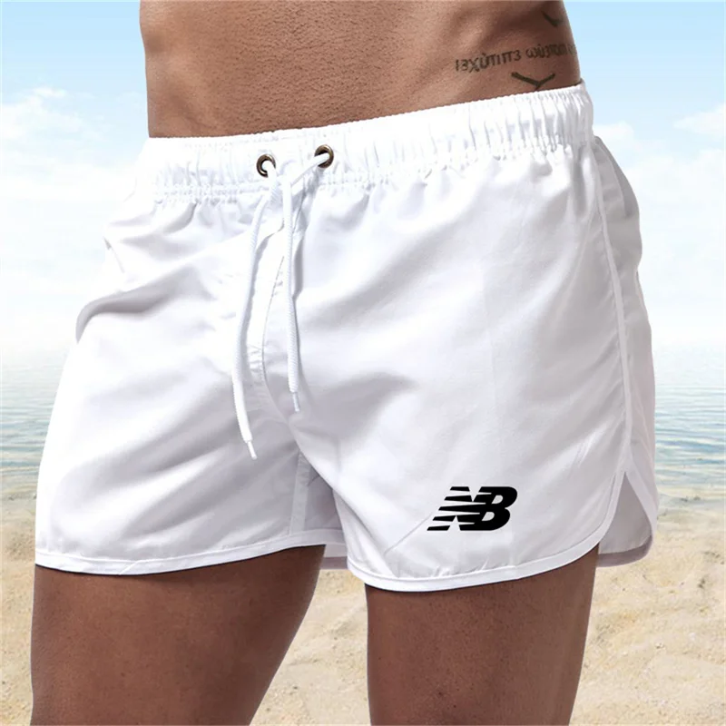 Color: Sky blue, Size: XXL - Letter B Summer men's luxury beach pants clothing quick dry gym jogging sexy shorts vacation casual swimming trunks