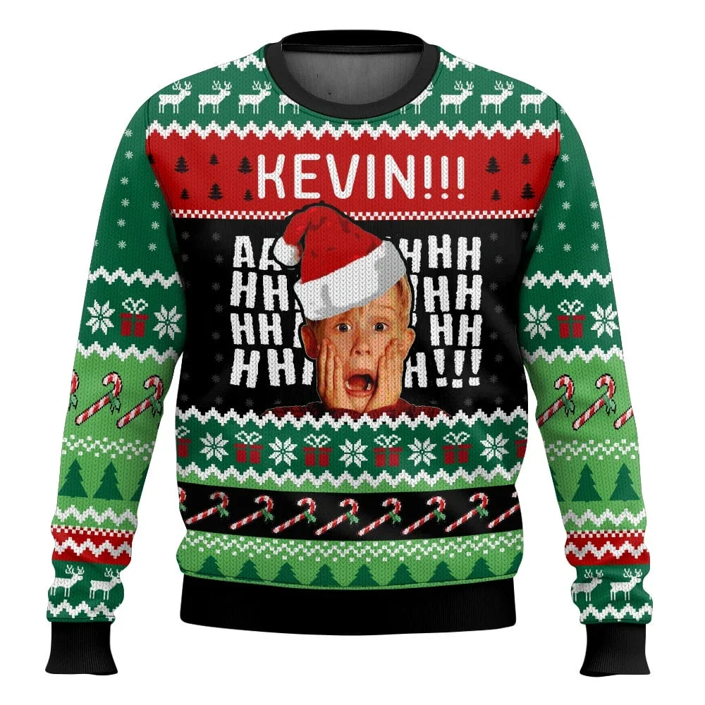 Color: Orange, Size: L, Ships From: CHINA - Merry Christmas alone at home Ugly Christmas sweater cartoon animation Men's pullover 2026 fashionable couple shirts Sweatshirt