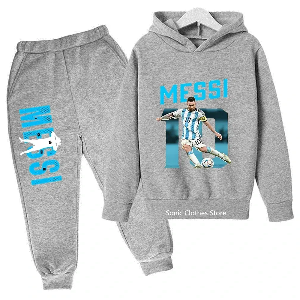 Color: PURPLE, Kid Size: 7 - messi avatar printed children's clothing children's autumn and winter hoodies pants 2-piece casual boys and girls suits