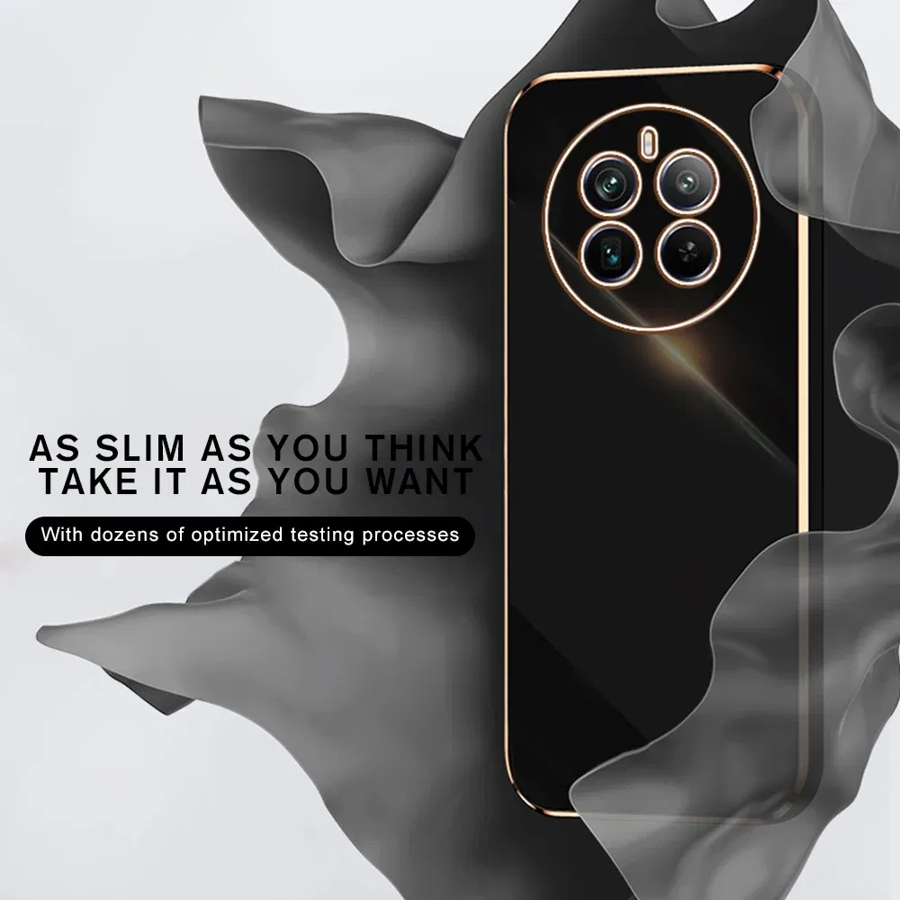Material: ABS, Color: Gold - Realmi 12 Pro Plus 5G Case New Straight Edge Electroplating TPU Soft Cover For Realme 12 Pro+ 5G Protect Lens Shockproof Coque