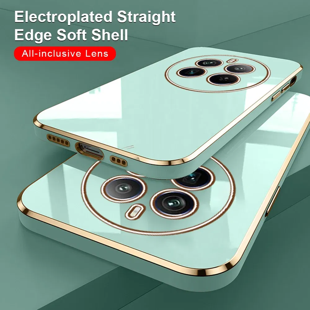 Material: ABS, Color: Gold - Realmi 12 Pro Plus 5G Case New Straight Edge Electroplating TPU Soft Cover For Realme 12 Pro+ 5G Protect Lens Shockproof Coque