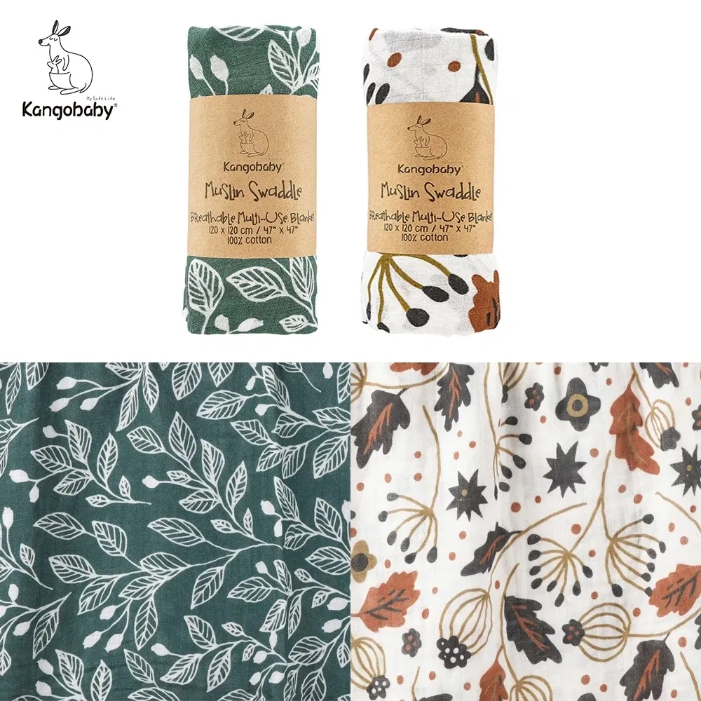 Color: Sky blue - Kangobaby #My Soft Life# 2 Pieces Pack Muslin 100% Cotton Baby Swaddles Newborn Blankets Black White Gauze Infant Wrap
