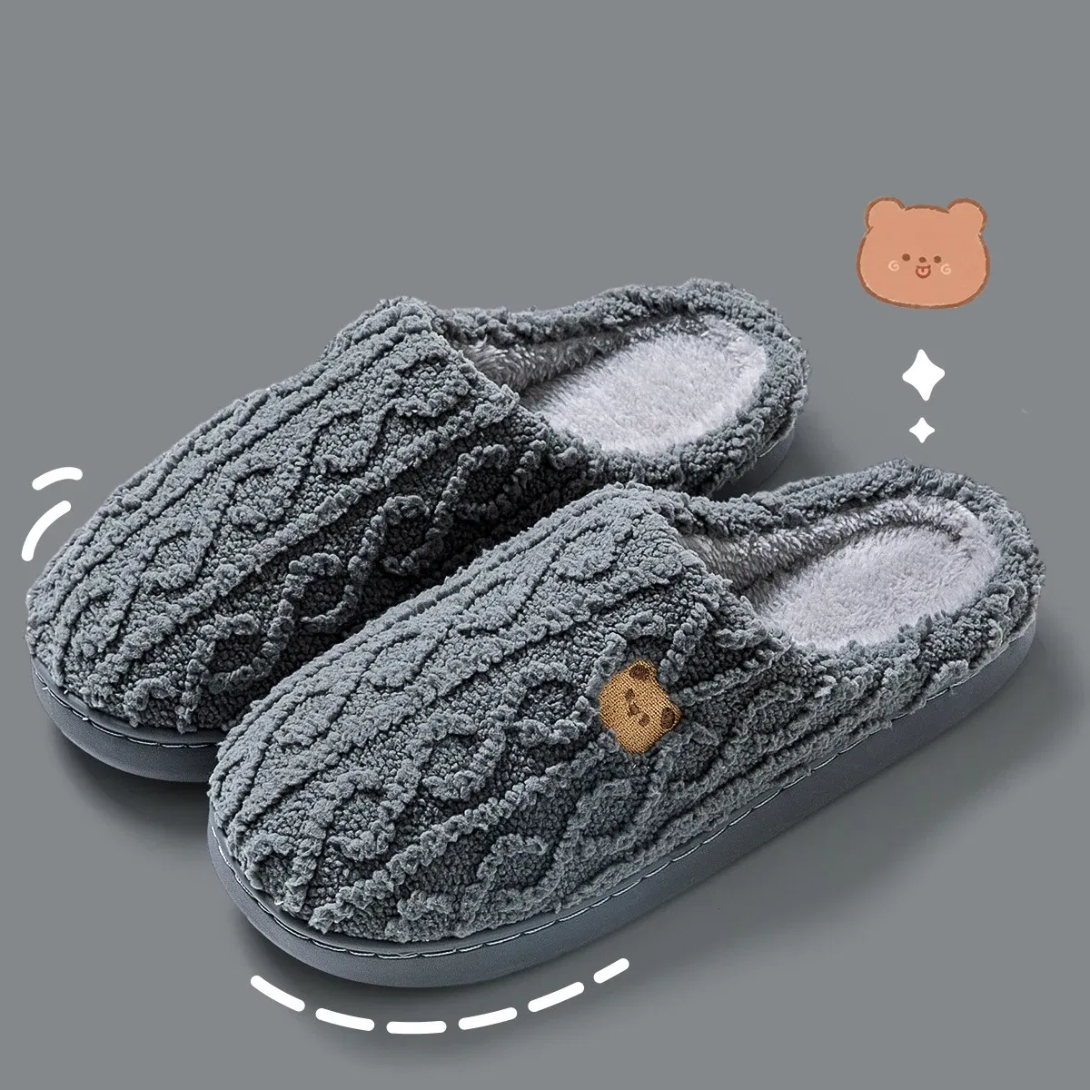 Color: Grass-Green, Shoe Size: 44-45, Ships From: CHINA - Gacimy Women Fur Plush Slippers Girls Cut Bear Fuzzy Indoor Flat Home Slides Bedroom Fur Shoes Winter Warm Fluffy Cotton Slipper