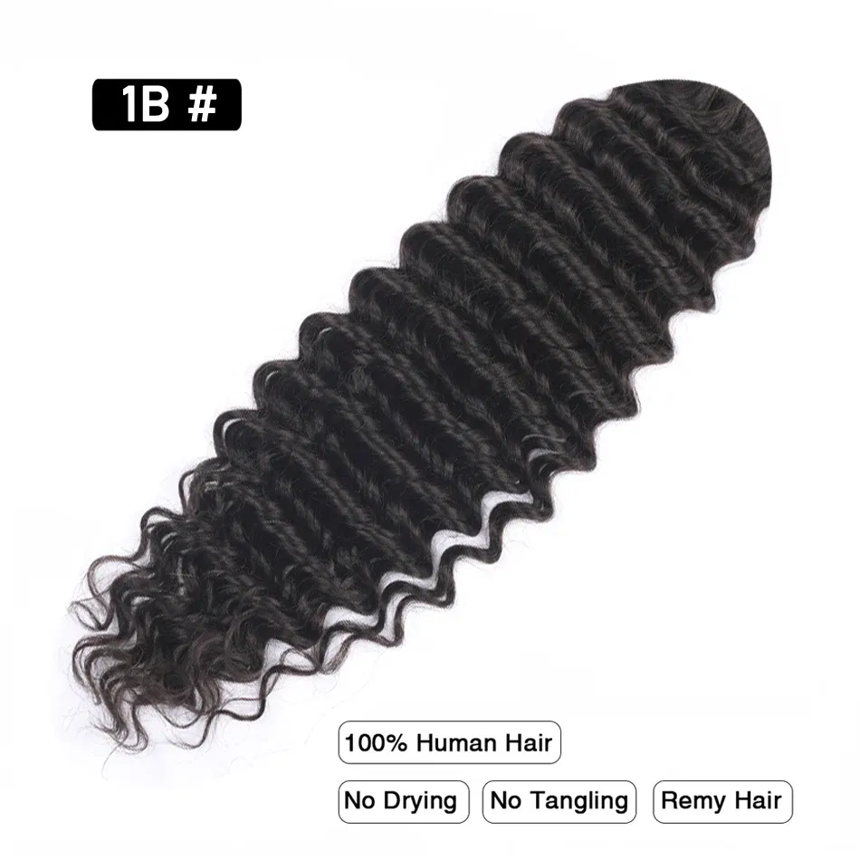 Color: #3, Stretched Length: 28inches - Pre-Colored Brazilian Deep Wave Bulk Human Hair No Weft Remy Bulk Human Hair 14 To 28 Inch Bulk Hair Extension Crochet Braids