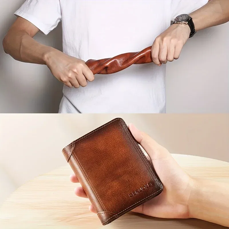 Color: Brown - GERUOLA Slim RFID Shielded Genuine Leather Wallet for Men-Multifunctional ID & Credit Card Holder Dark Brown with Embellishments