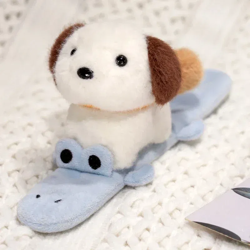 Color: black, Height: 0-10cm - Capybara Slap Snap Wrap Capibara Plushie Wristband Bracelet Kawaii Cute Dog Cat Plush Toy Hand Ring Creative Funny Gift