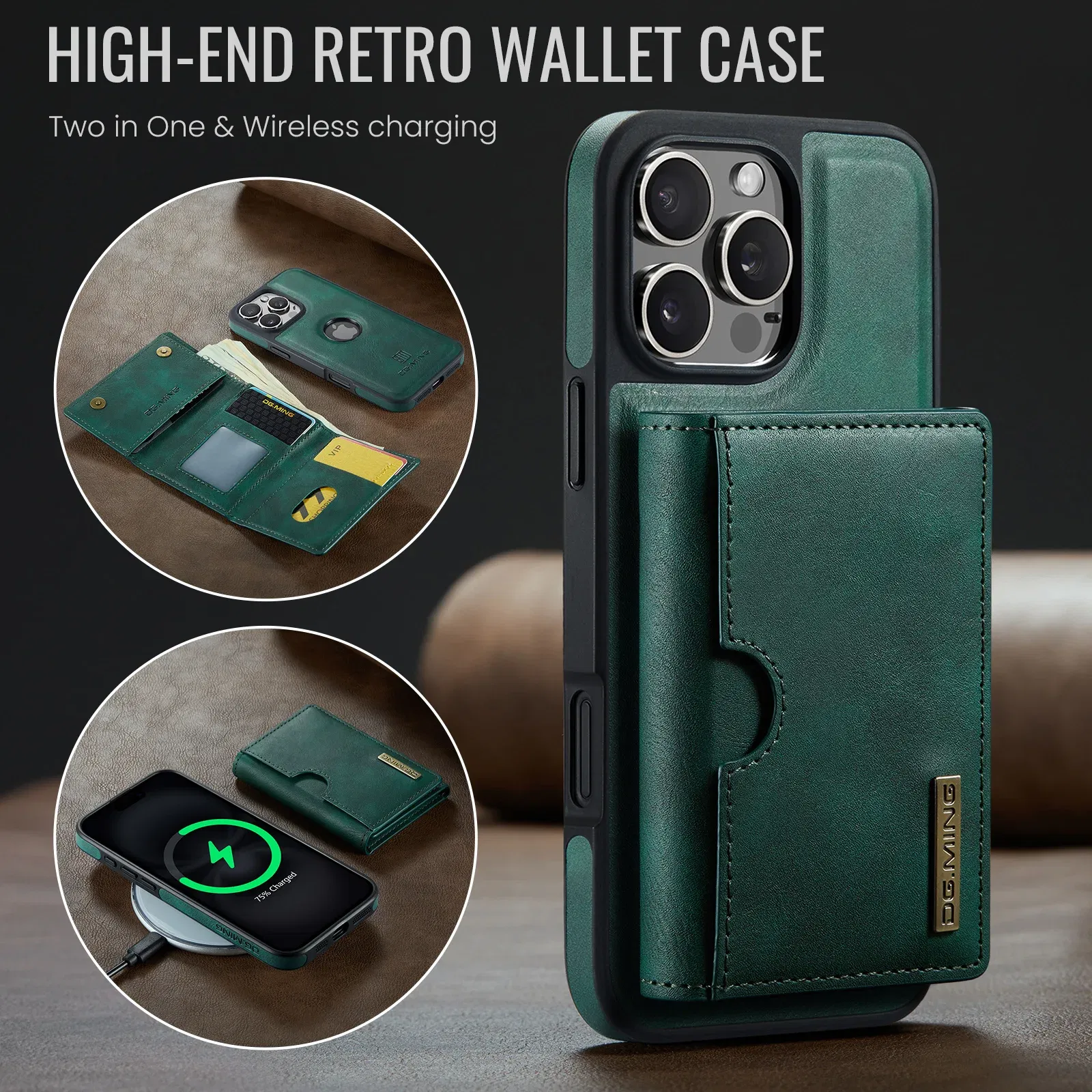 Color: SKY BLUE, Material: CANVAS - Detachable 2 IN 1 Magnetic For Magsafe Leather Case For iPhone 16 Pro Max 15 12 13 11 14 Plus 16e Flip Wallet Card Holder Cover