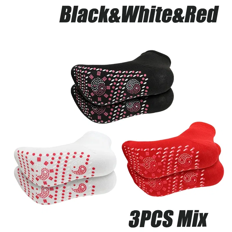 Color: MULTI - 1/5pairs Tourmaline Self-Heating Socks Winter Warm Thermal Health Care Socks Slimming Health Short Sock Magnetic Therapy Sock