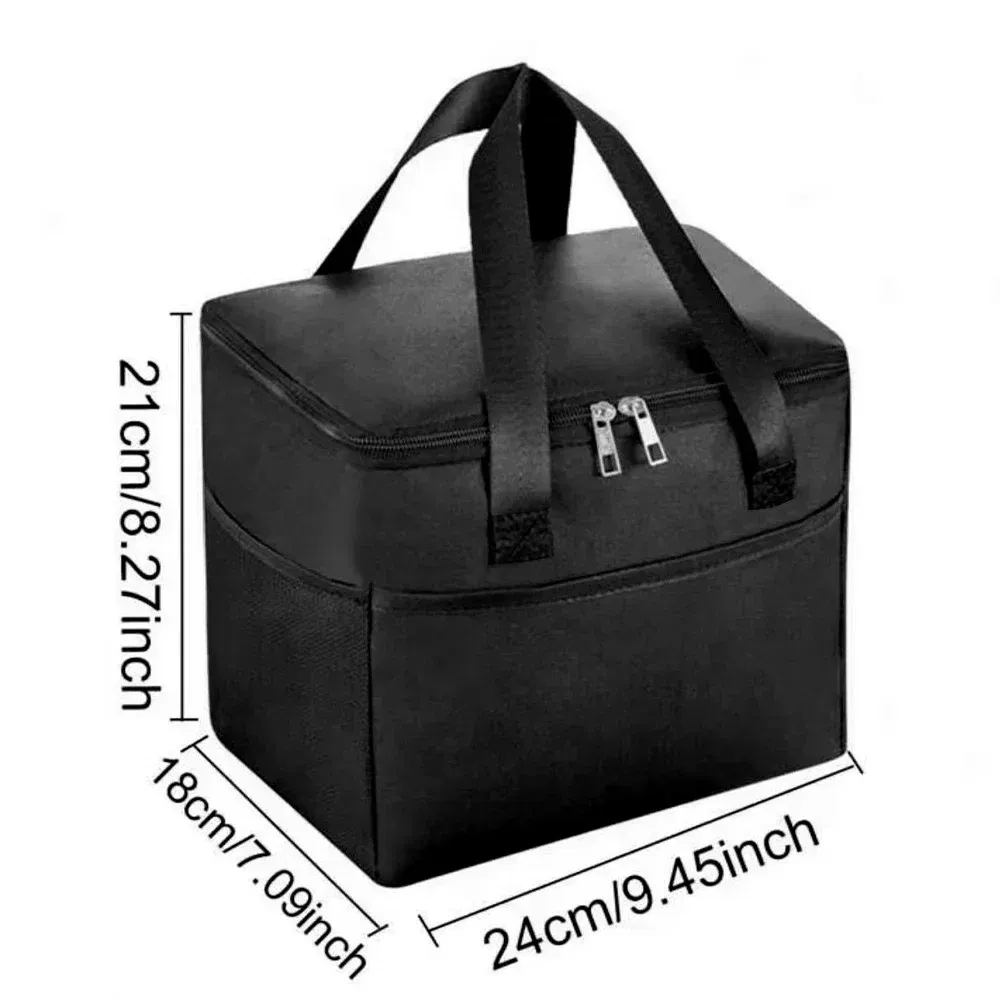 Color: Dark Grey - Thermal Bag Portable Lunch Bags Insulated Cooler Bag Food Bento Bags Printing Gold Letter Series Travel Picnic Storage Ice Bags